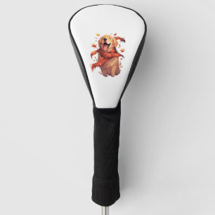 Golden Retriever Fall Dog Autumn Leaves Golf Head Cover