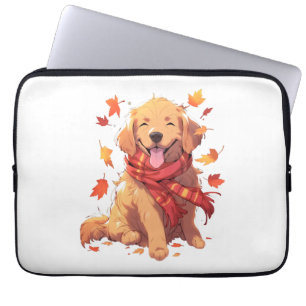 Golden Retriever Fall Dog Autumn Leaves  Laptop Sleeve