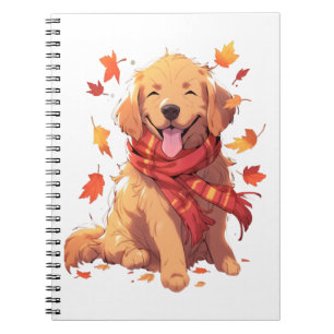 Golden Retriever Fall Dog Autumn Leaves Notebook