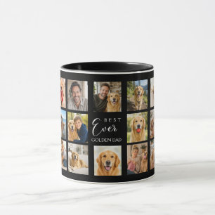 Golden Retriever father dad photo collage black Mug
