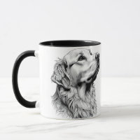 Golden Retriever Fine Line Art Portrait | Elegant 
