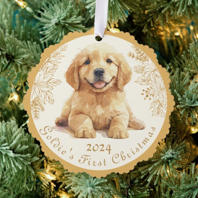 Golden Retriever First Christmas  Tree Decoration Card (Insitu (Tree))