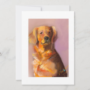 Golden Retriever Flat Thank You Card- Painting Card