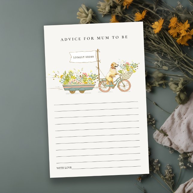 Golden Retriever Floral Advice For Mum Baby Shower (Creator Uploaded)