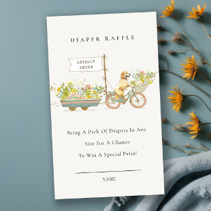 Golden Retriever Floral Books For Baby Shower Enclosure Card