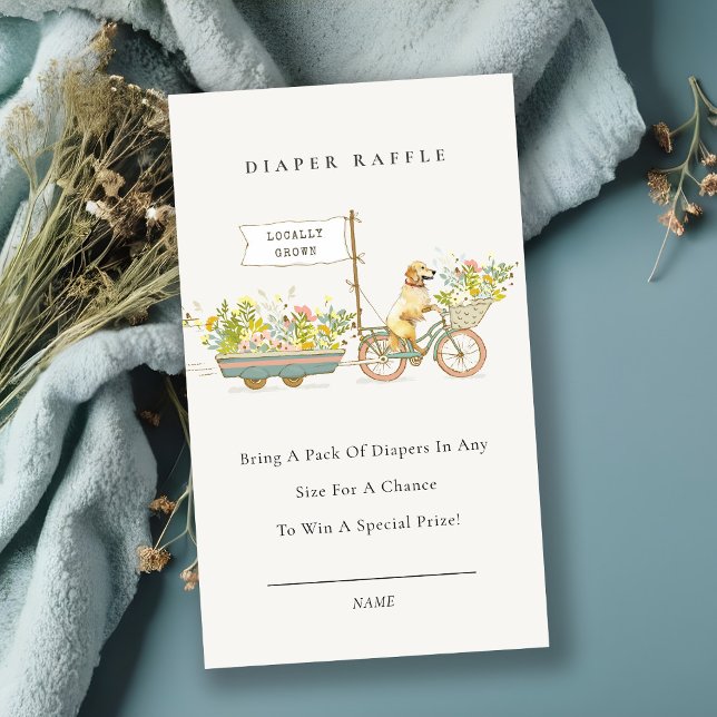 Golden Retriever Floral Books For Baby Shower Enclosure Card (Creator Uploaded)