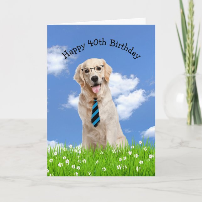 Golden Retriever For 40th Birthday  Card (Front)