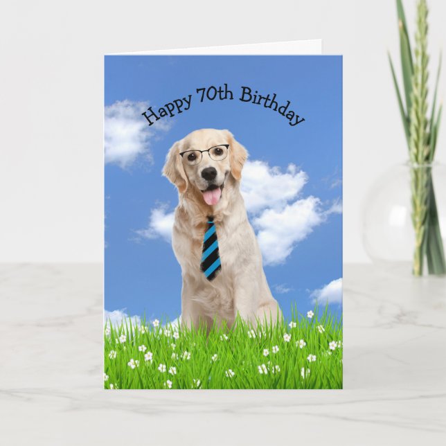 Golden Retriever For 70th Birthday Card (Front)