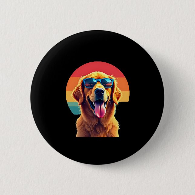 Golden Retriever for Kids Boys Girls Sunglasses Pe 6 Cm Round Badge (Front)
