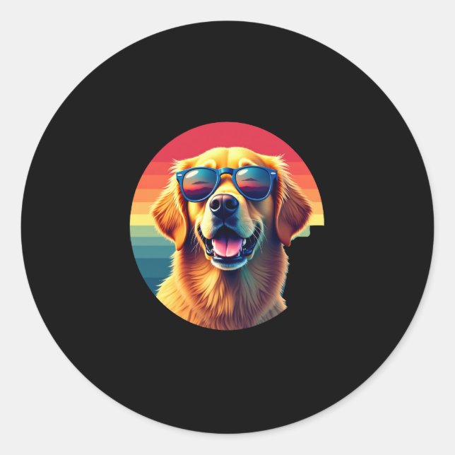 Golden Retriever for Kids Boys Girls Sunglasses Pe Classic Round Sticker (Front)