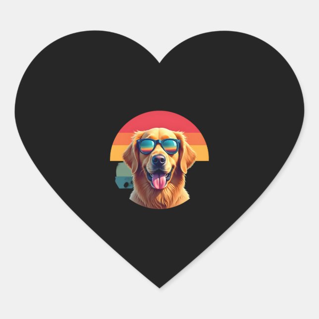 Golden Retriever for Kids Boys Girls Sunglasses Pe Heart Sticker (Front)