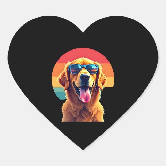 Golden Retriever for Kids Boys Girls Sunglasses Pe Heart Sticker (Front)