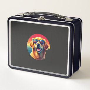 Golden Retriever for Kids Boys Girls Sunglasses Pe Metal Lunch Box