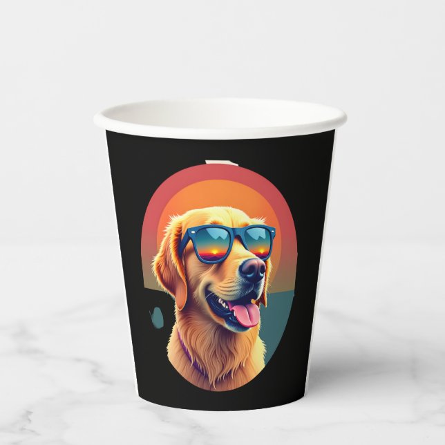 Golden Retriever for Kids Boys Girls Sunglasses Pe Paper Cups (Front)