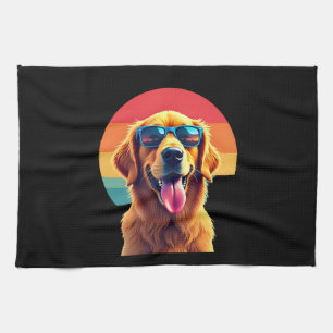 Golden Retriever for Kids Boys Girls Sunglasses Pe Tea Towel