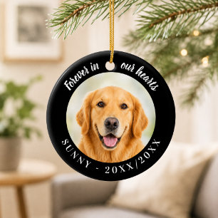 Golden Retriever Forever In Our Hearts Black Ceramic Ornament