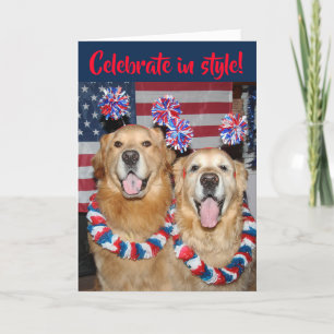 Golden Retriever Fourth of July Celebrate in Style Card