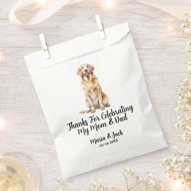 Golden Retriever Full Colour Pet Wedding Favour Bag (Clipped)