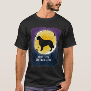 Golden Retriever Full Moon Dog Silhouette Retro Ha T-Shirt