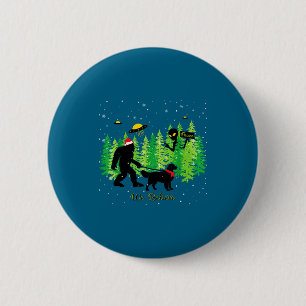 Golden Retriever Funny Bigfoot Christmas Alien Ufo 6 Cm Round Badge