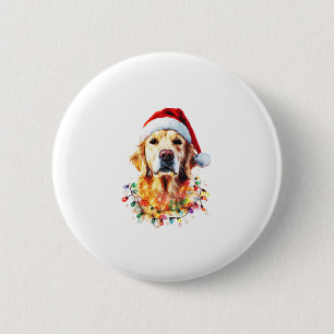 Golden Retriever Funny dog Christmas Santa Hat lig 6 Cm Round Badge
