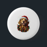 Golden Retriever Funny dog Christmas Santa Hat lig 6 Cm Round Badge<br><div class="desc">Golden Retriever Funny dog Christmas Santa Hat lights tree Men Women Kids (2)</div>