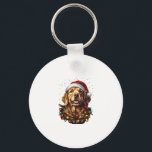 Golden Retriever Funny dog Christmas Santa Hat lig Key Ring<br><div class="desc">Golden Retriever Funny dog Christmas Santa Hat lights tree Men Women Kids (2)</div>