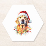 Golden Retriever Funny dog Christmas Santa Hat lig Paper Coaster<br><div class="desc">Golden Retriever Funny dog Christmas Santa Hat lights tree Men Women Kids (1)</div>