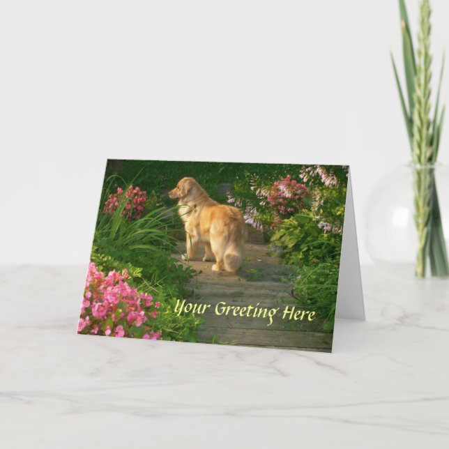Golden Retriever Garden Greeting Card (Front)