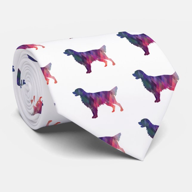 Golden Retriever Geometric Pattern Silhouette Tie (Rolled)