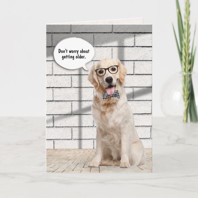 Golden Retriever Getting Older Birthday Card (Front)