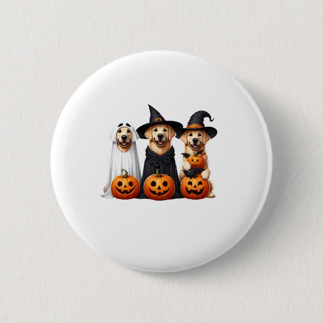 Golden Retriever Ghost Halloween Dog Lovers  6 Cm Round Badge (Front)