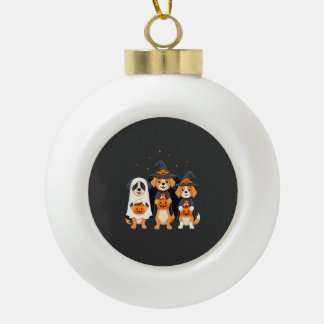 Golden Retriever Ghost Halloween Trick Or Treat Do Ceramic Ball Christmas Ornament
