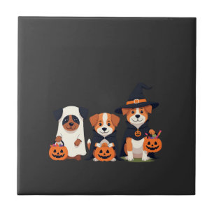 Golden Retriever Ghost Halloween Trick Or Treat Do Ceramic Tile