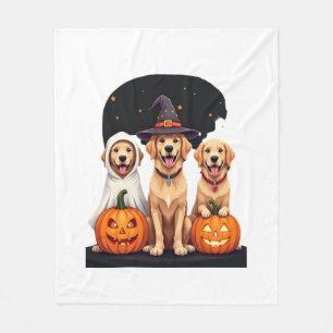 Golden Retriever Ghost Halloween Trick Or Treat Do Fleece Blanket