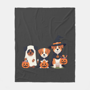 Golden Retriever Ghost Halloween Trick Or Treat Do Fleece Blanket