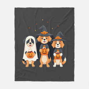 Golden Retriever Ghost Halloween Trick Or Treat Do Fleece Blanket
