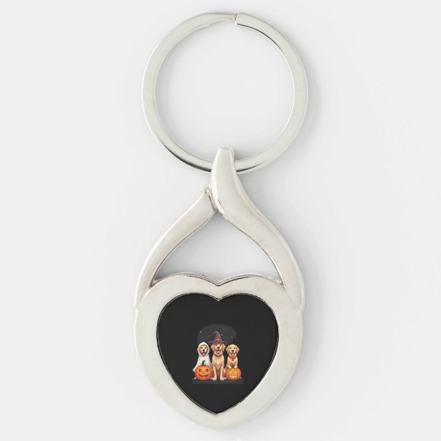 Golden Retriever Ghost Halloween Trick Or Treat Do Key Ring (Front)