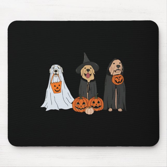 Golden Retriever Ghost Halloween Trick Or Treat Do Mouse Pad (Front)