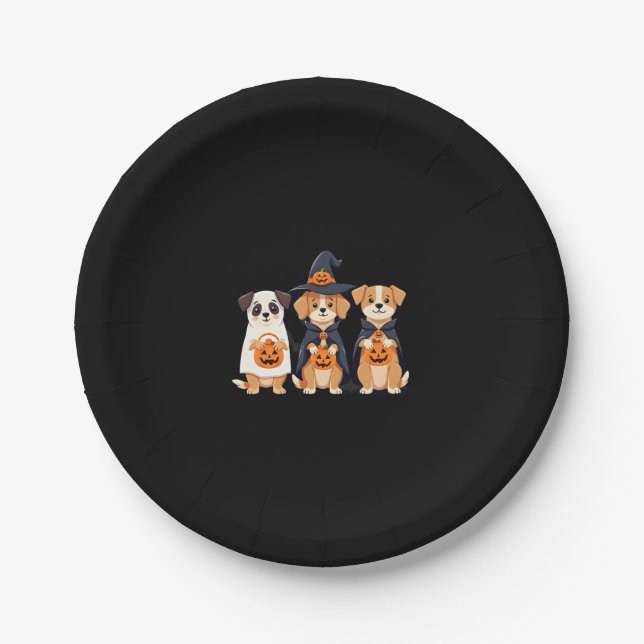 Golden Retriever Ghost Halloween Trick Or Treat Do Paper Plate (Front)
