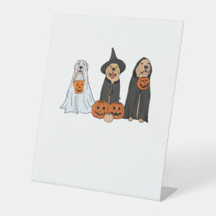 Golden Retriever Ghost Halloween Trick Or Treat Do Pedestal Sign