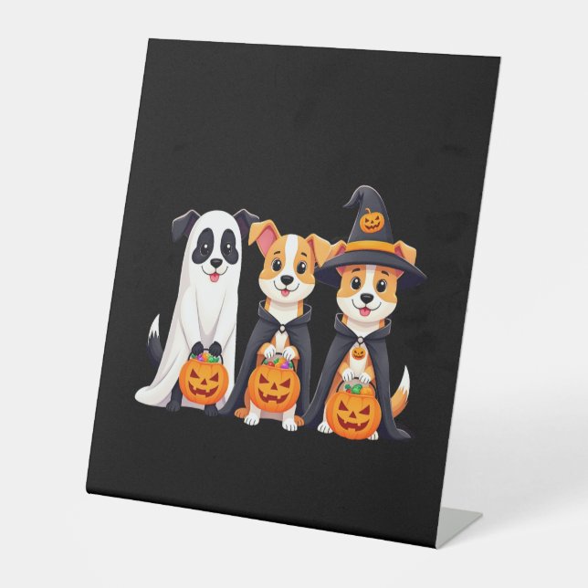 Golden Retriever Ghost Halloween Trick Or Treat Do Pedestal Sign (Front)