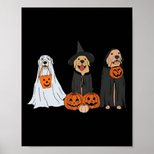 Golden Retriever Ghost Halloween Trick Or Treat Do Poster