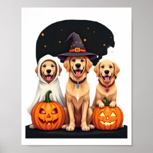Golden Retriever Ghost Halloween Trick Or Treat Do Poster