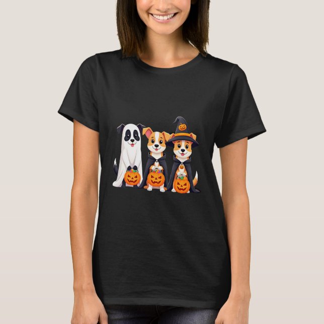 Golden Retriever Ghost Halloween Trick Or Treat Do T-Shirt (Front)