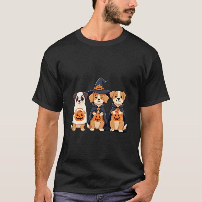 Golden Retriever Ghost Halloween Trick Or Treat Do T-Shirt (Front)