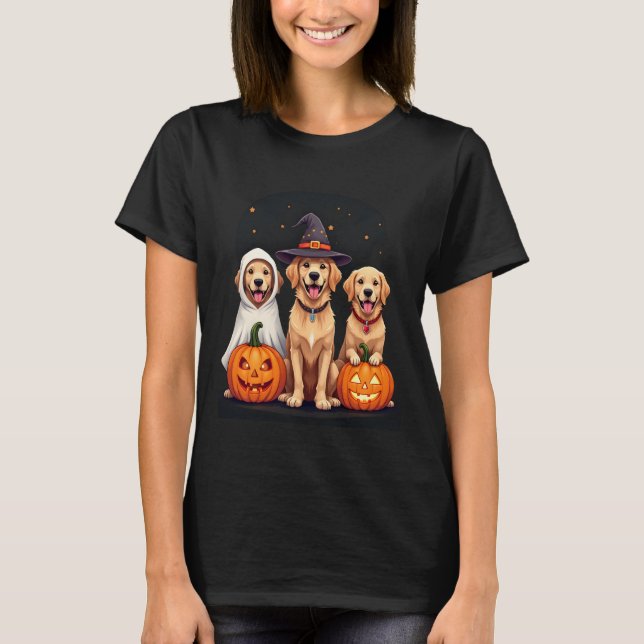 Golden Retriever Ghost Halloween Trick Or Treat Do T-Shirt (Front)