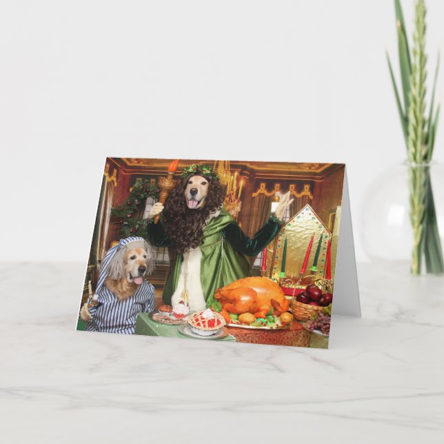 Golden Retriever Ghost of Christmas Present Card (Front)