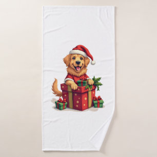 Golden Retriever Gift Wrap Bath Towel