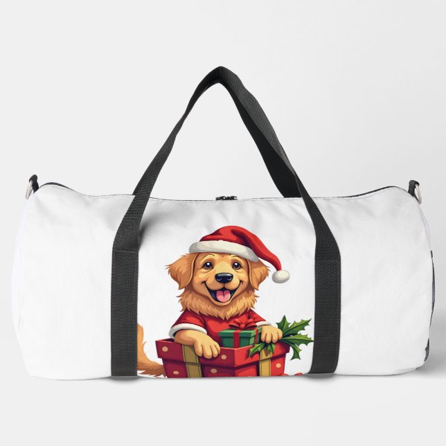 Golden Retriever Gift Wrap Duffle Bag (Front)